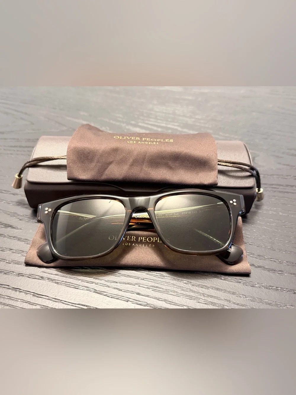 Oliver Peoples Birell Sun OV5524SU Tortoise Sunglasses with Green Lenses